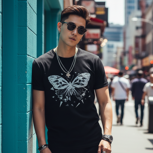Metamorphosis Echoes: Geometric Butterfly Tee