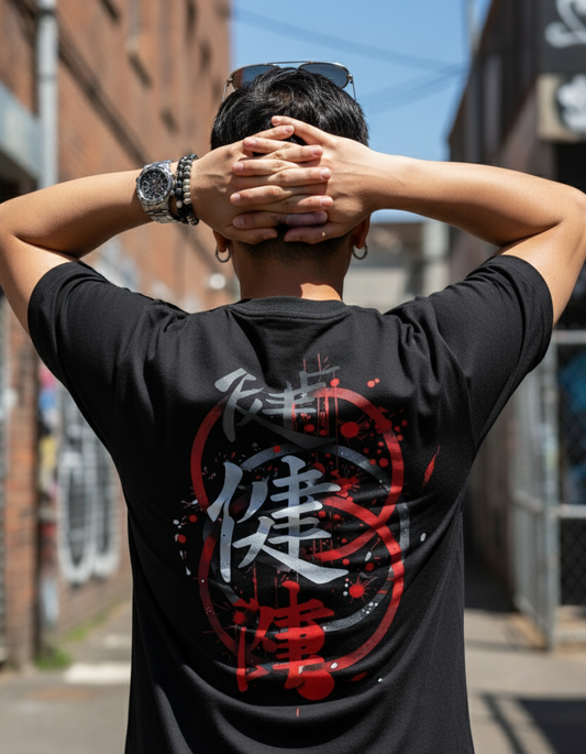 "K-Street Samurai" | Graffiti Kanji 180gsm T-Shirt (Back Print)