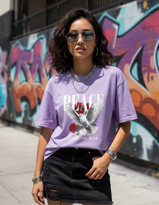 "Peace & Roses" Premium Oversized T-Shirt - The Serenity Streetwear Tee