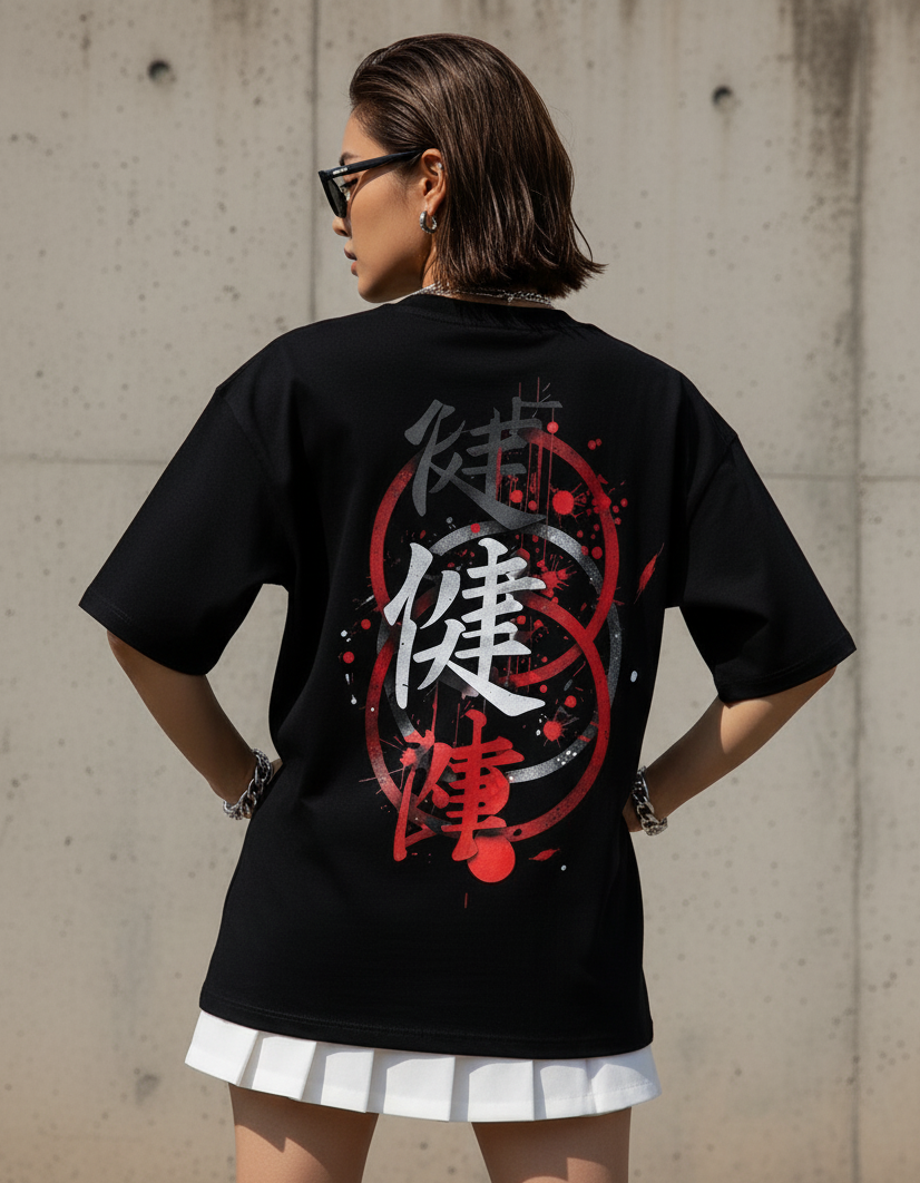 "K-Street Samurai" | Graffiti Kanji 180gsm T-Shirt (Back Print)