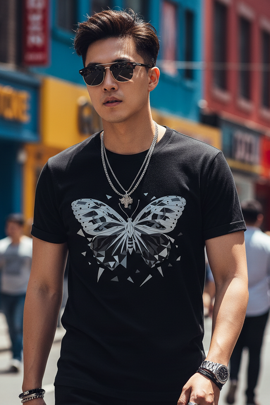 Metamorphosis Echoes: Geometric Butterfly Tee