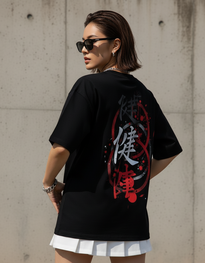 "K-Street Samurai" | Graffiti Kanji 180gsm T-Shirt (Back Print)