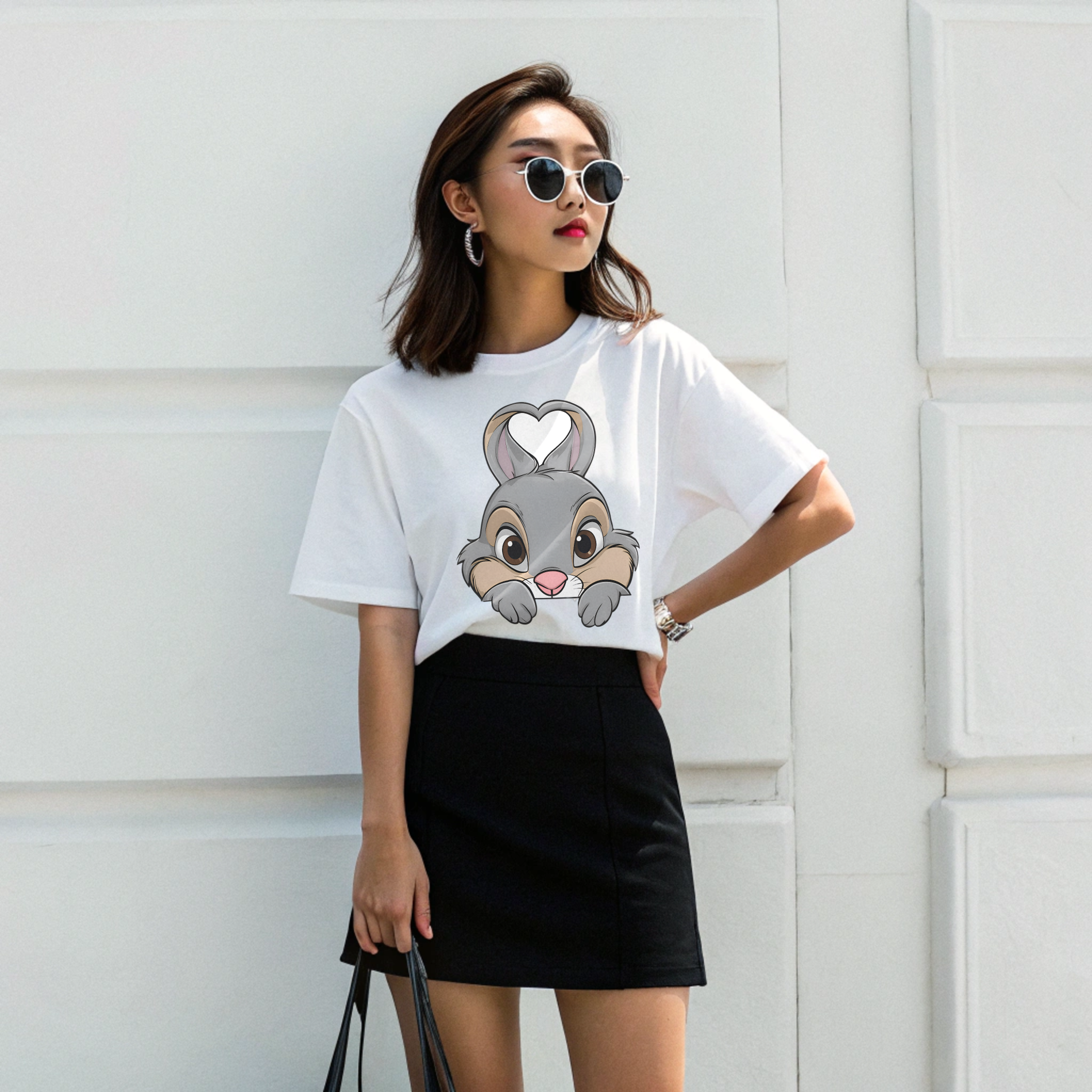 The Heart-Eared bunny Companion oversized Tee