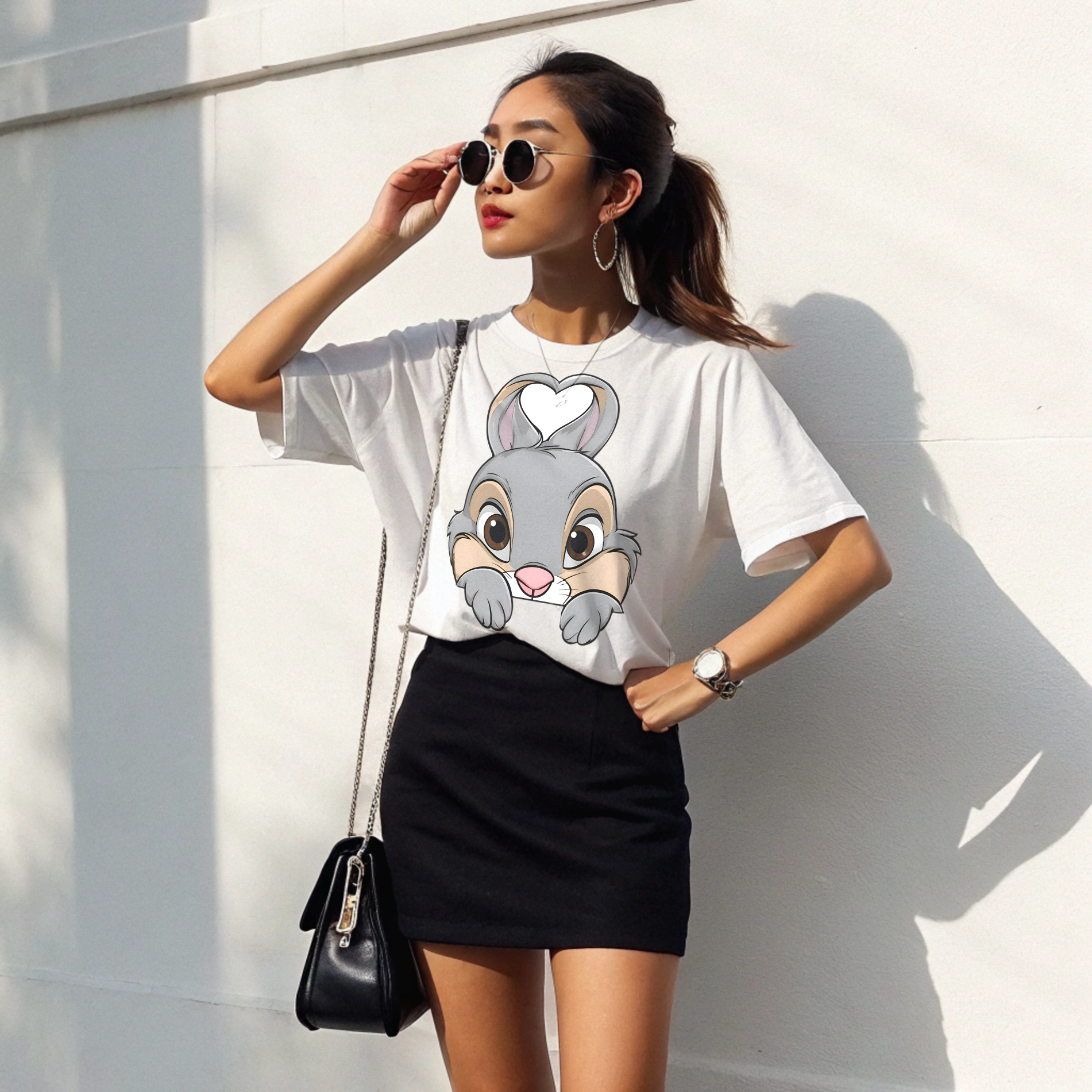 The Heart-Eared bunny Companion oversized Tee