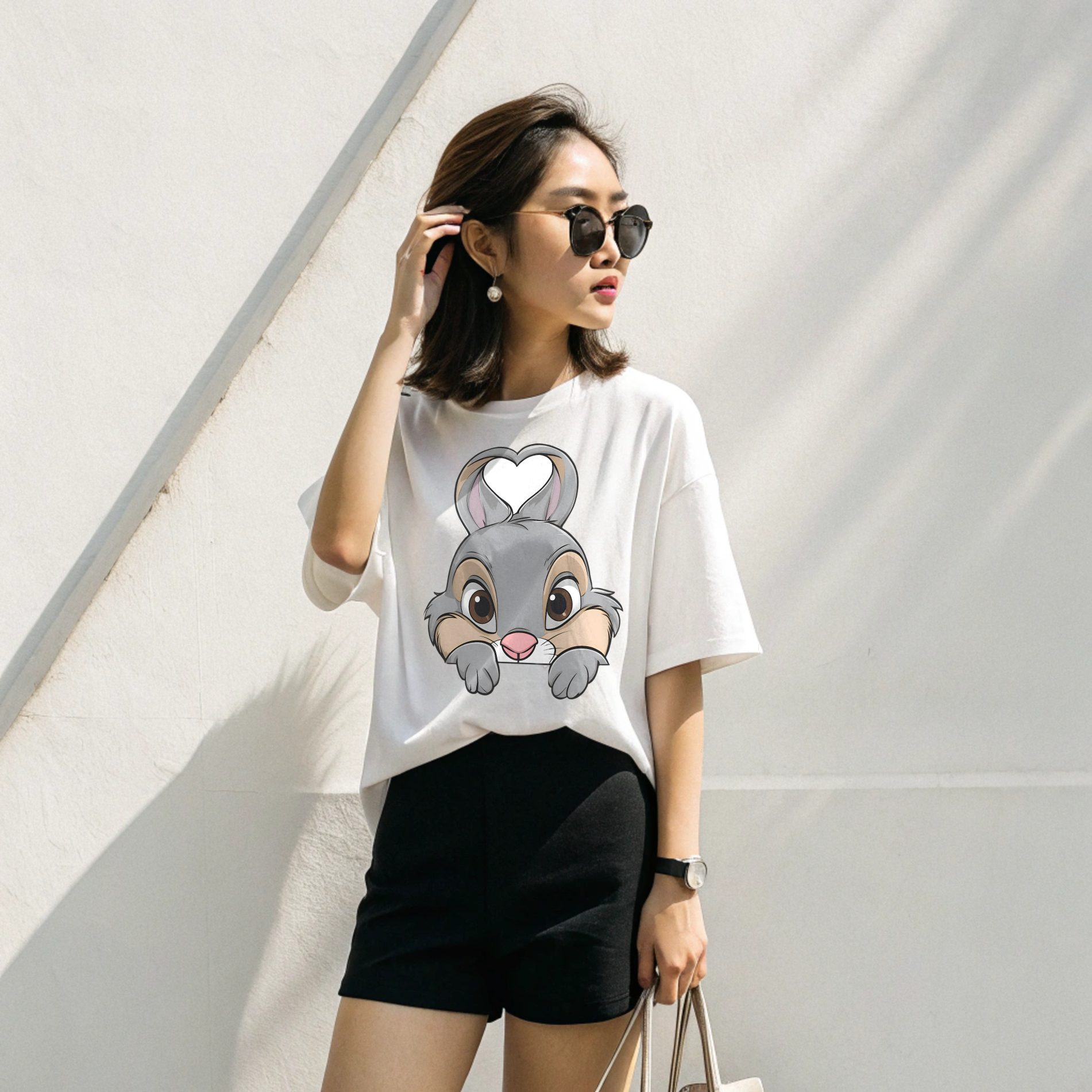 The Heart-Eared bunny Companion oversized Tee