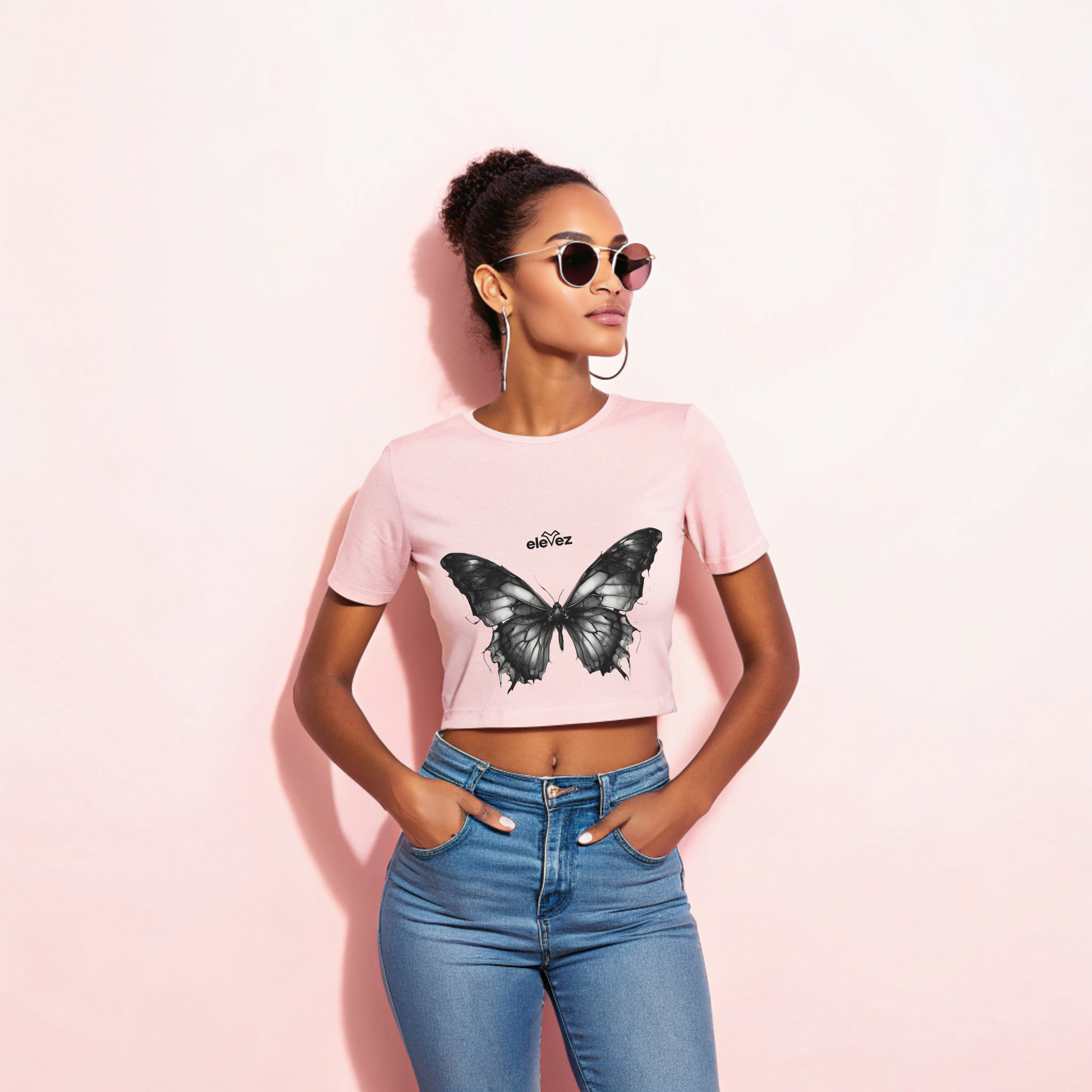 "Monarch Shadow" Premium Butterfly Crop Top