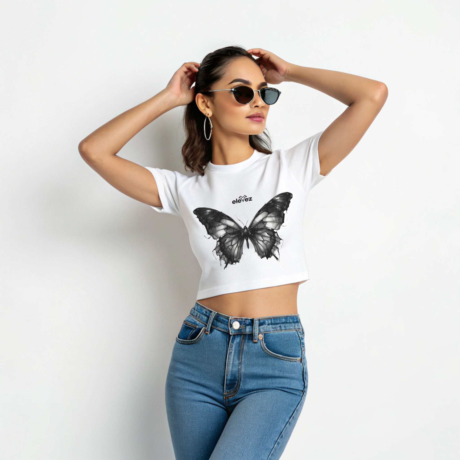 "Monarch Shadow" Premium Butterfly Crop Top