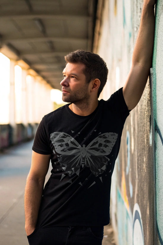 Metamorphosis Echoes: Geometric Butterfly Tee