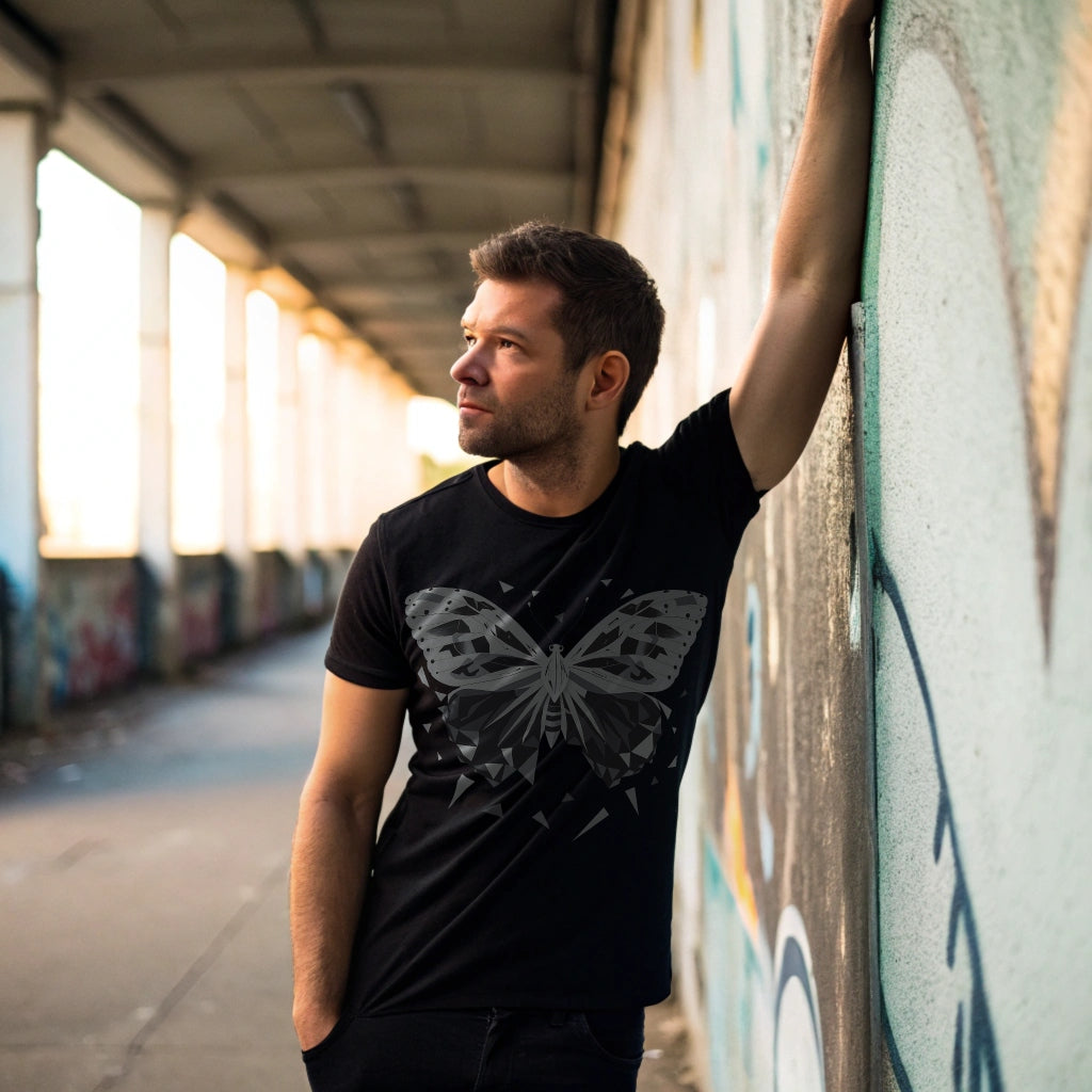 Metamorphosis Echoes: Geometric Butterfly Tee
